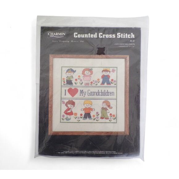 Janlynn Other - Janlynn Counted Cross Stitch Kit 14" x 14" I ❤️My Grandchildren Vintage Sealed